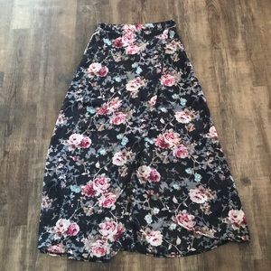 Sans Souci, floral maxi skirt. Mesh top layer with full coverage mini underneath